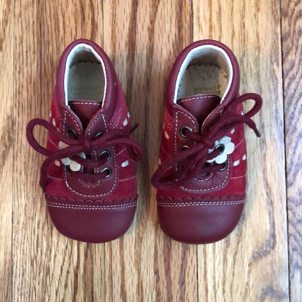 Baby red lace up shoes